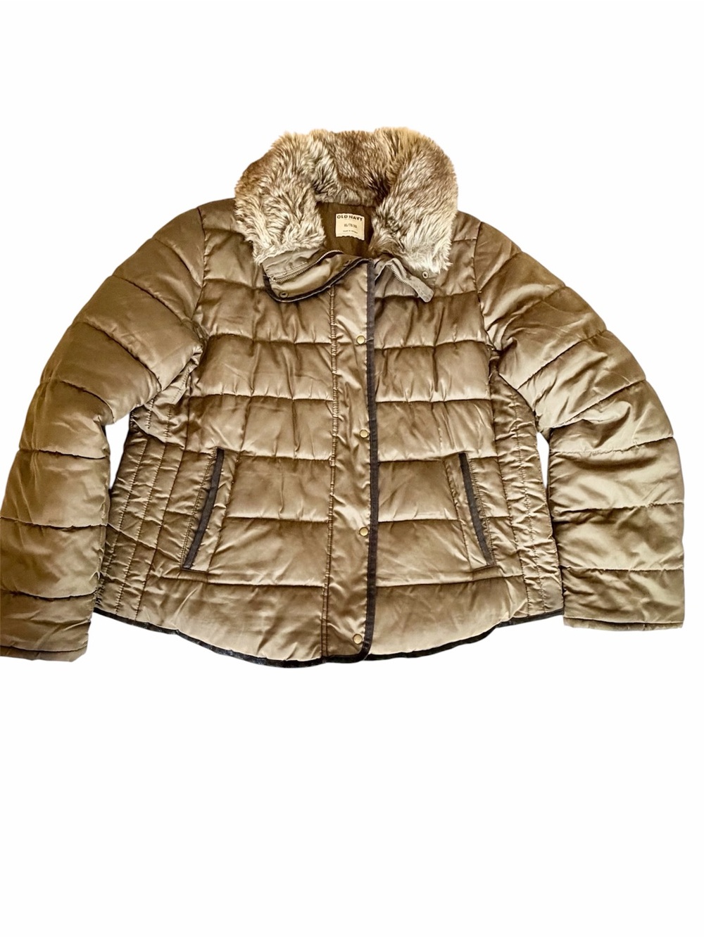 Old Navy Olive Women’s Quilted Puffer Jacket Size XL